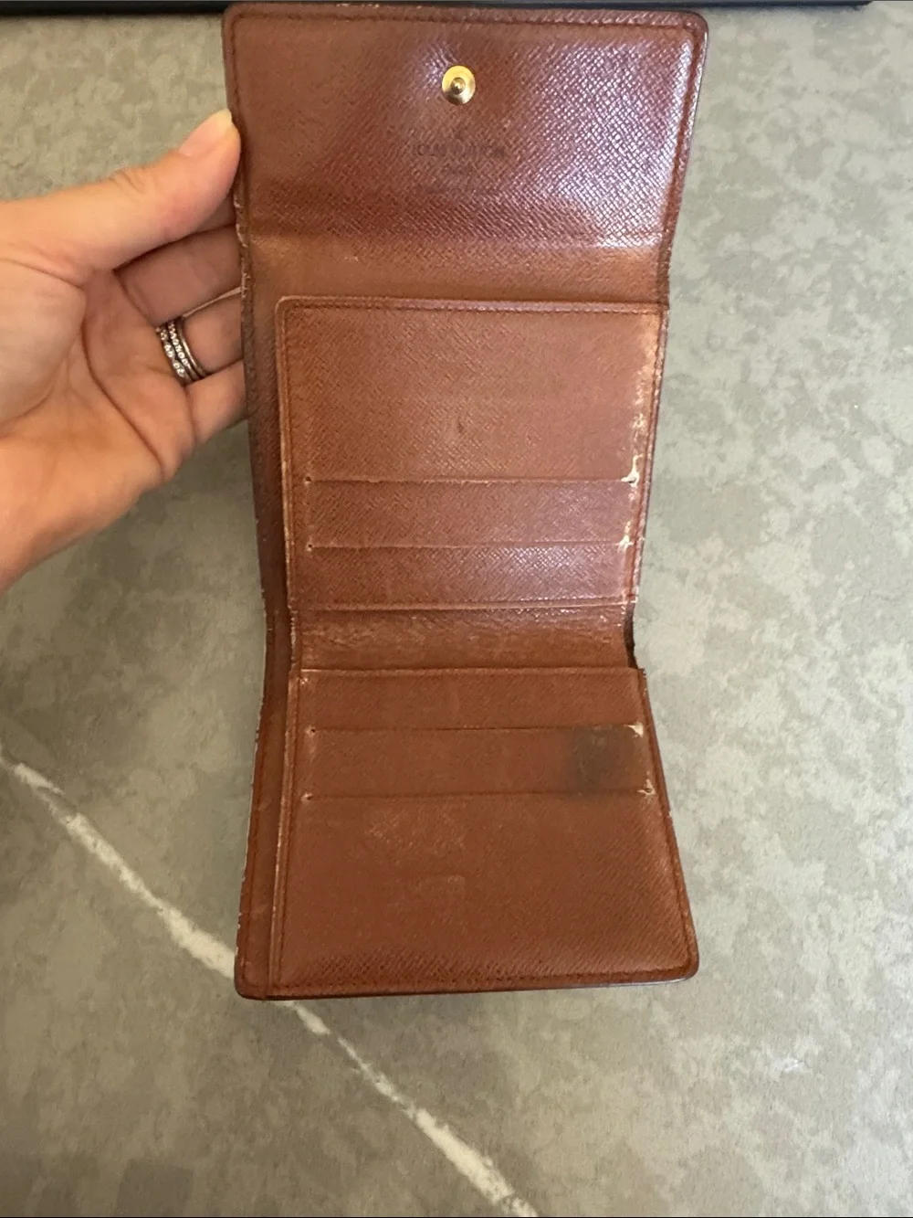 Louis Vuitton Monogram Small Fold Card Holder in Brown with Gold Snap